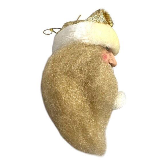 Set Of 3 Santa Claus Head Christmas Ornaments Vintage Long Beards & Festive Hats - Picture 15 of 16